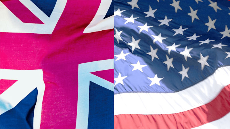 美国留学和英国留学哪个好？红色代表美国，蓝色代表英国。